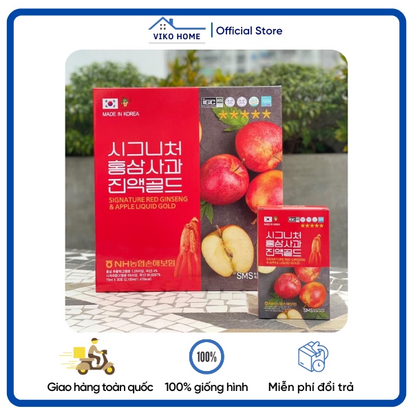 Nước Uống Hồng Sâm Táo Signature Red Ginseng & Apple Liquid Gold by BIO Pharm Hàn Quốc Giúp Bồi Bổ Tăng Cường Sức Khỏe