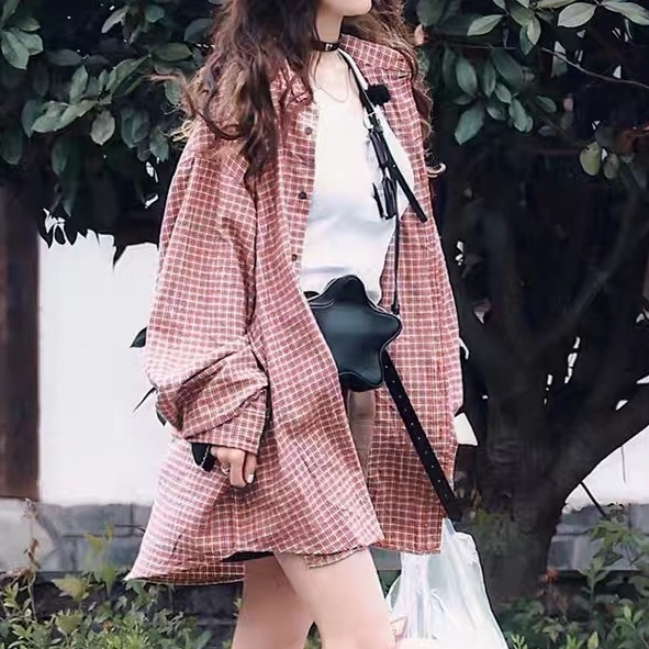 Liên Kết Với Nhau ☃ Áo Khoác cardigan Tay Dài Dáng Rộng Họa Tiết Kẻ Sọc Thời Trang Cho Nữ