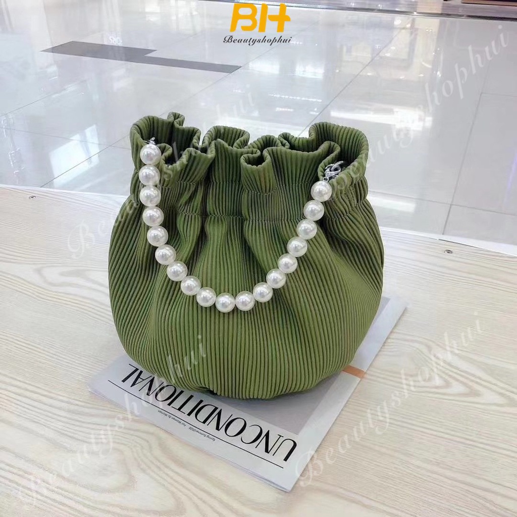 Túi Đeo Chéo Da PU Đính Ngọc Trai Thời Trang Dành Cho Nữ