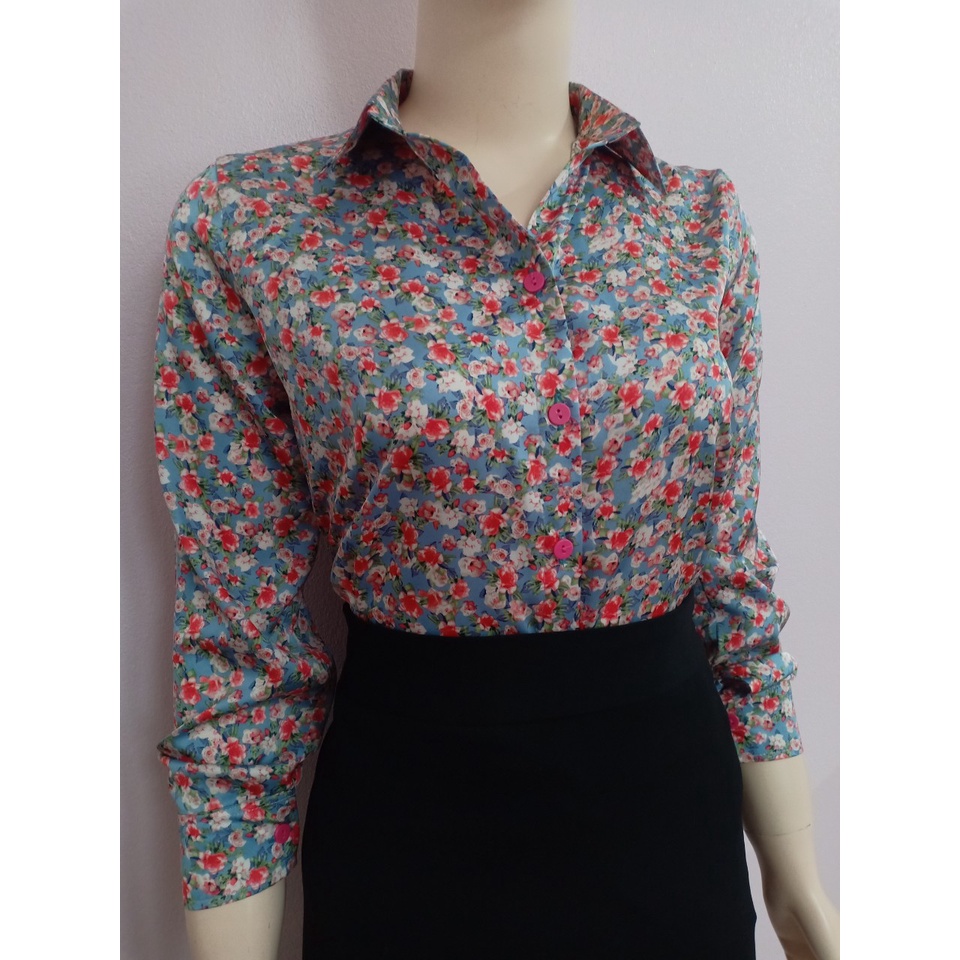 Áo sơ mi nữ họa tiết hoa công sở cao cấp lụa satin bóng giãn nhẹ không nhăn thấm hút mồ hôi tốt A4230 đủ size 40-90kg (