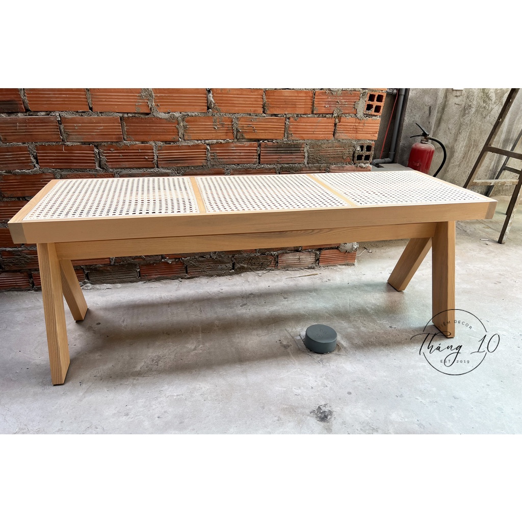 GHẾ BĂNG/ BENCH GỖ MẶT MÂY - Màu Sơn Theo Yêu Cầu