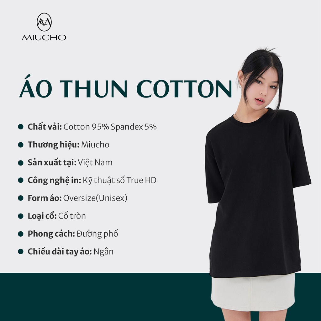 Áo thun unisex form rộng MT097 Miucho basic tee tay lỡ vải cotton mềm mại dành cho nam nữ in graphic