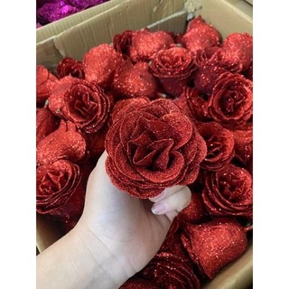Hoa sáp nhũ kim tuyến hàng Trung loại 1 bông to xòe
