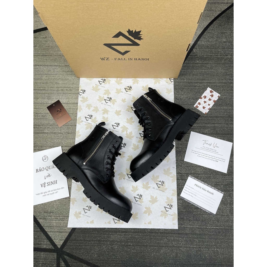Giày da DR Martens đế chunky khóa kéo cao cổ WZ chính hãng da thật form hàn quốc