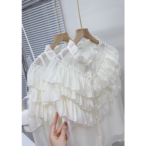 ÁO SƠ MI KEM TƠ XƯỚC TIỂU THƯ BÈO RŨ lương su shop