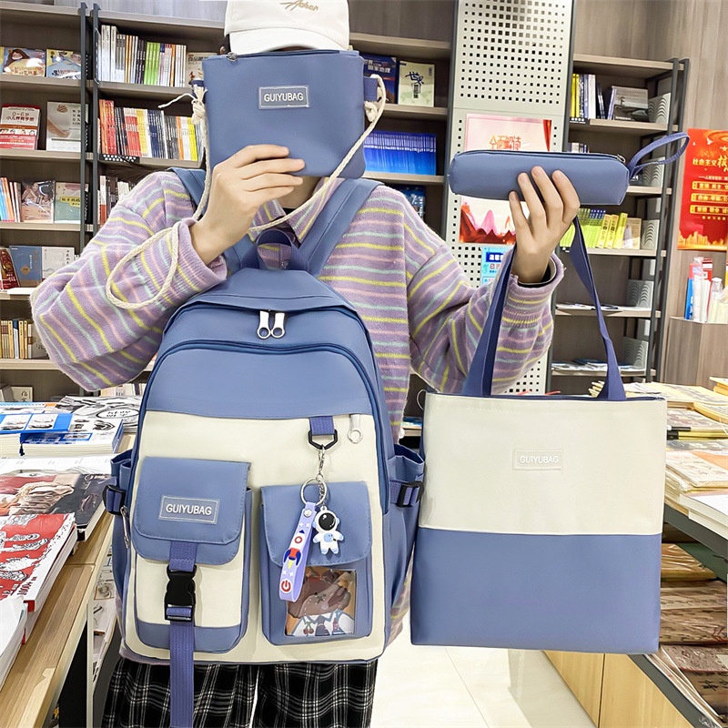 Combo Balo 4 Món Đi Học, Balo Thời Trang - SET BALO 4 MÓN 1/2 MÀU