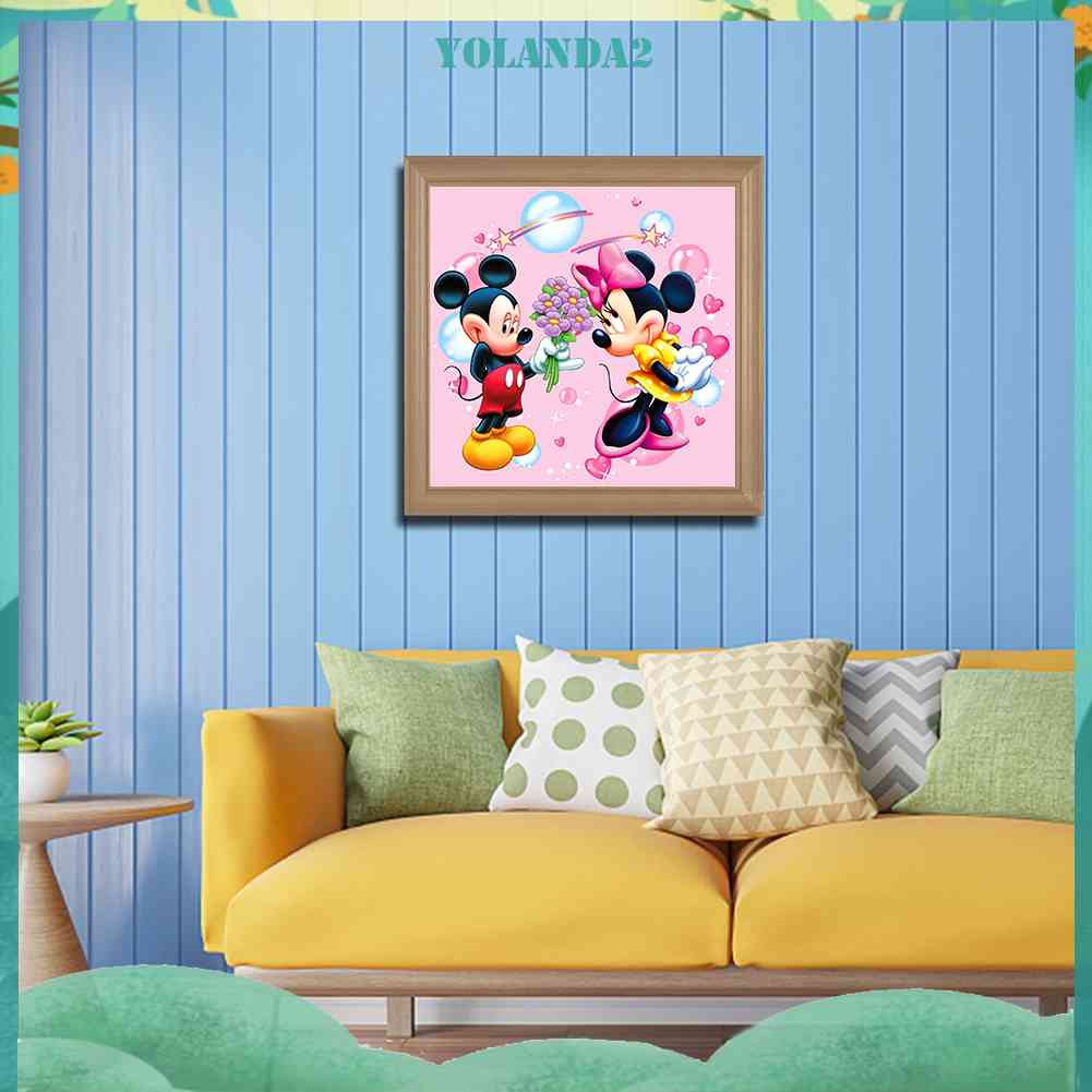 Bộ Tranh Đính Đá Tự Làm Họa Tiết Chuột Mickey Và Minnie Trang Trí Nội Thất