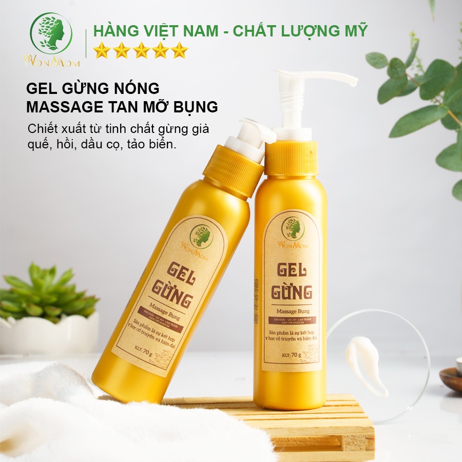 [ Giảm 50K - Đơn 459K ] Bộ đánh tan mỡ bụng lâu năm Wonmom ( 1 Gel gừng giảm eo + 1 Gen nịt bụng )