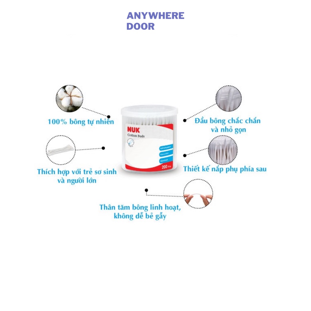 Tăm bông cotton NUK/ NUK Slim cho bé