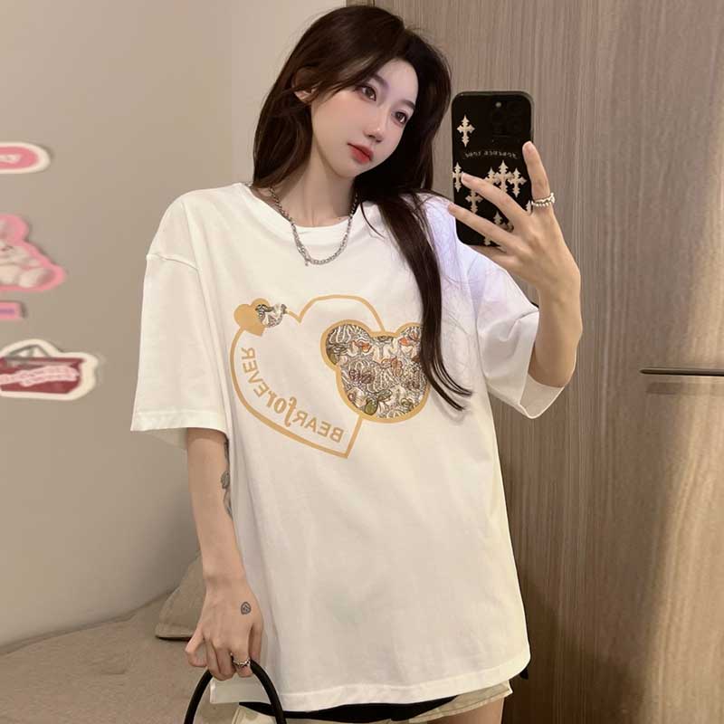 Áo Thun Tay Ngắn Dáng Rộng In Họa Tiết Thời Trang Mùa Hè Mới Cho Nữ