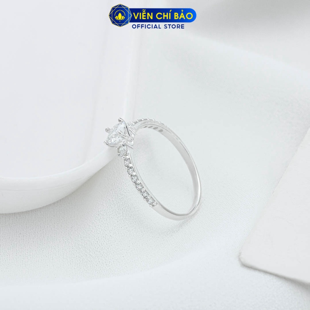 Nhẫn bạc nữ đính đá cao viền đá trắng chất liệu bạc 925 thời trang phụ kiện trang sức nữ Viễn Chí Bảo N400465