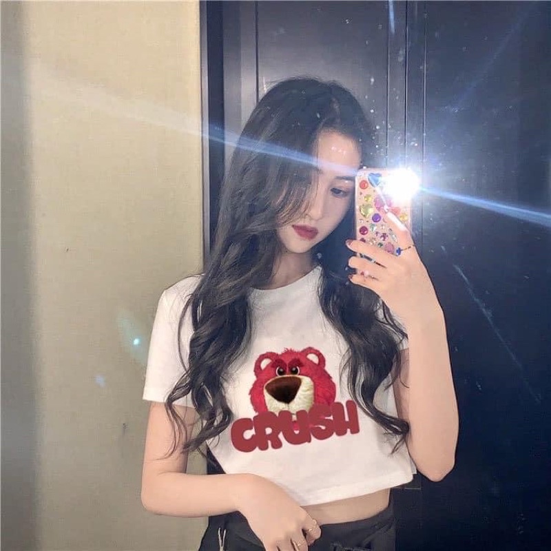 Áo croptop body Gấu Dâu CRUSH ngắn tay HOTTREND