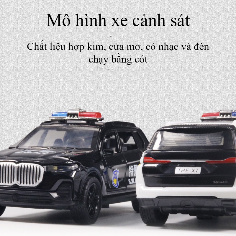 Đồ chơi xe cảnh sát, xe cứu hoả, xe cứu thương bằng hợp kim có nhạc và đèn chạy cót