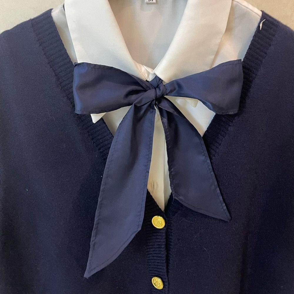 TWINKLE Khăn Choàng Cổ Vải Lụa Satin Mềm Mại Màu Trơn Thắt Nơ Phong Cách Vintage Thanh Lịch Cho Nữ