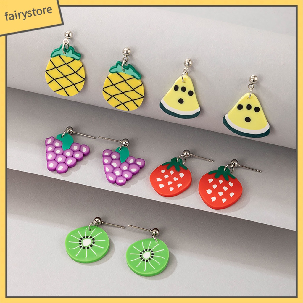 Set 5 Đôi Bông Tai Hình Trái Cây Dễ Thương Cho Nữ [Fairy1]