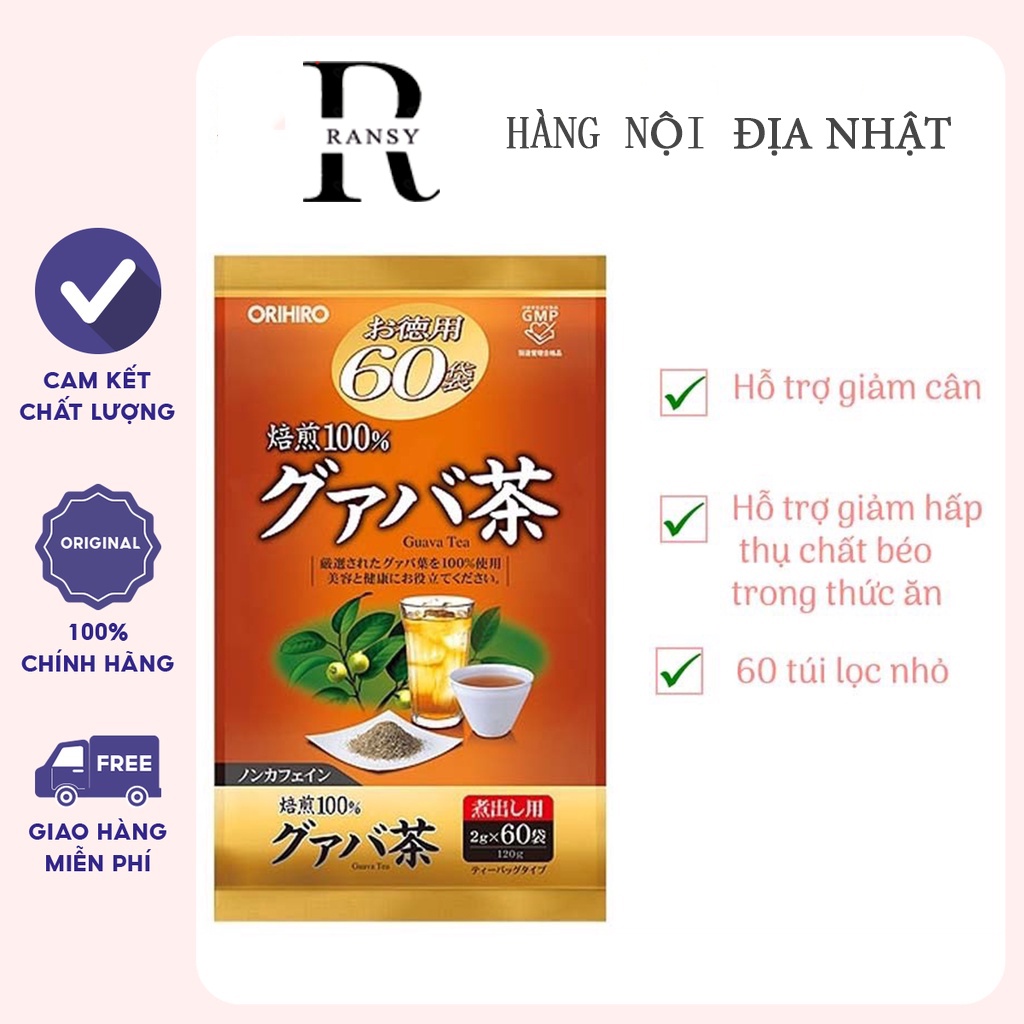 Trà Lá Ổi ORIHIRO Nhật Bản giảm cân Gói 60 Túi