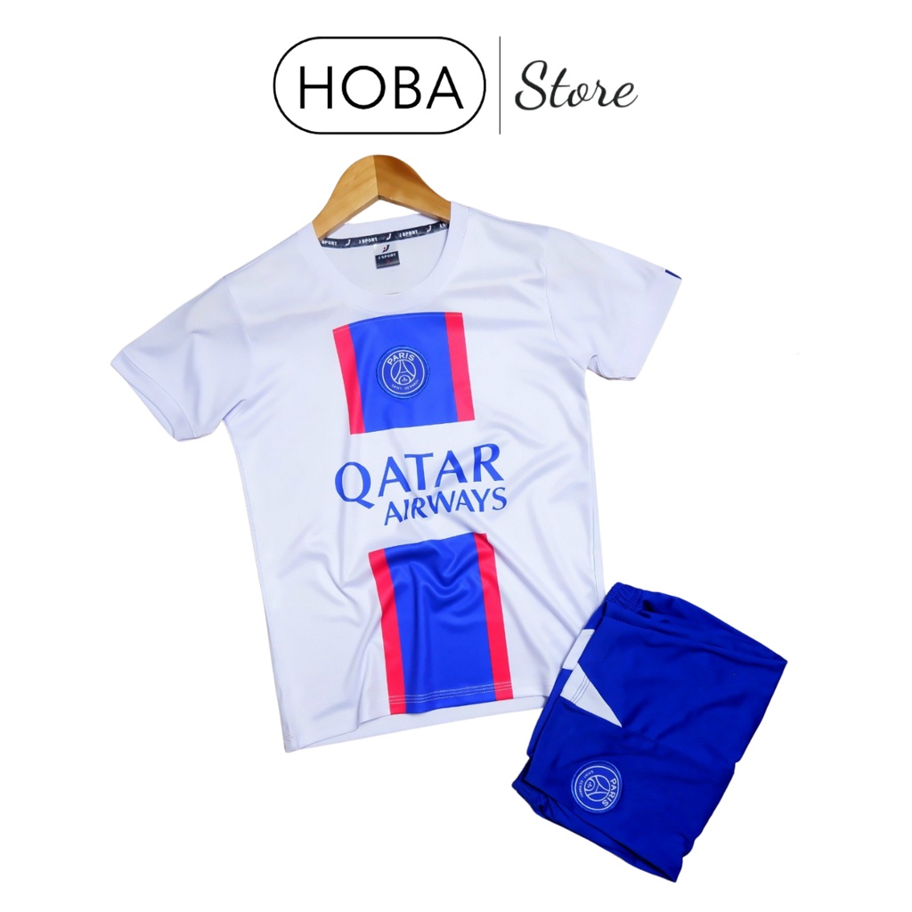 Bộ quần áo bóng đá trẻ em đồ đá banh trẻ em CLB PSG trắng