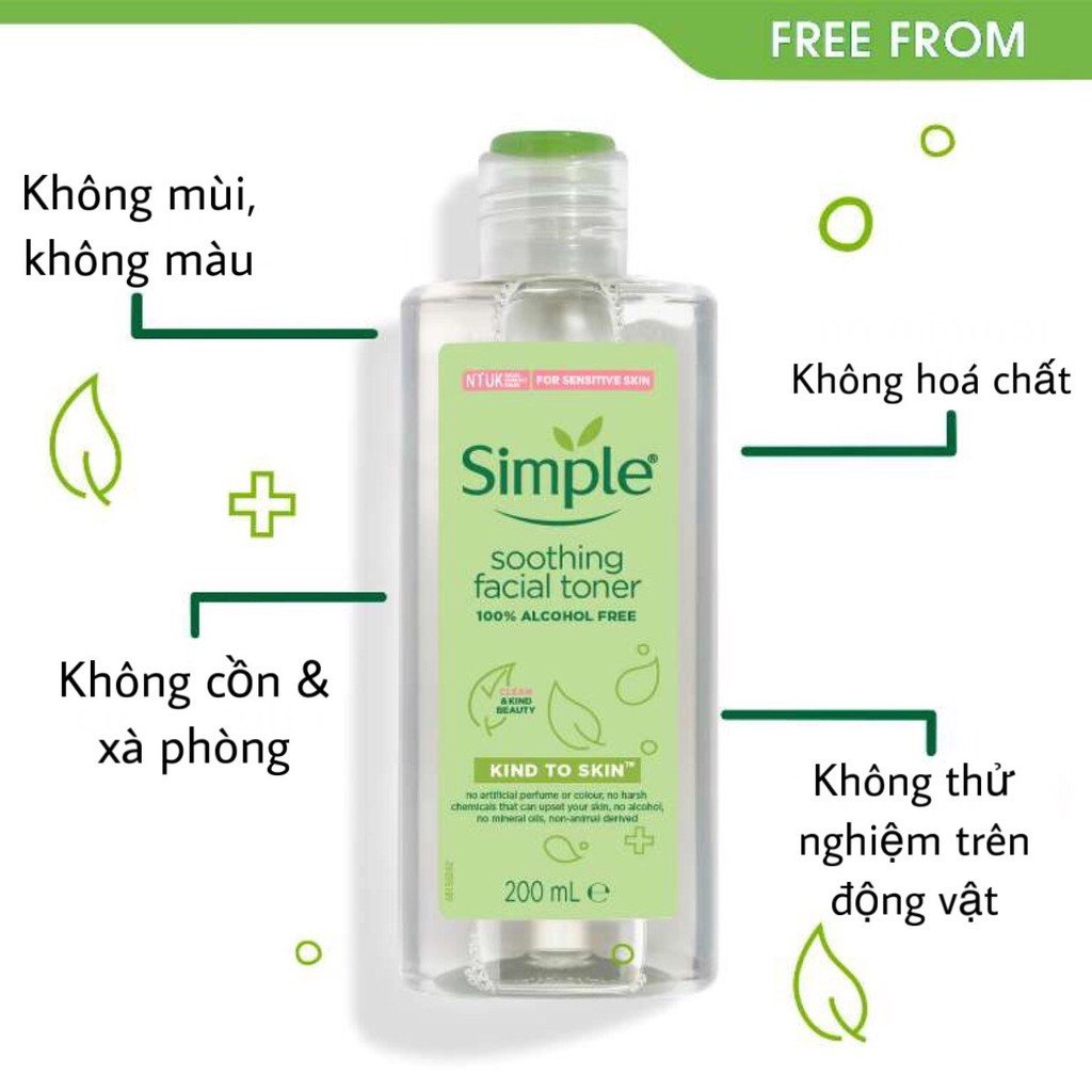 Nước Hoa Hồng Simple Cân Bằng Da Dịu Nhẹ Kind To Skin Soothing Facial Toner 200ml | BigBuy360 - bigbuy360.vn