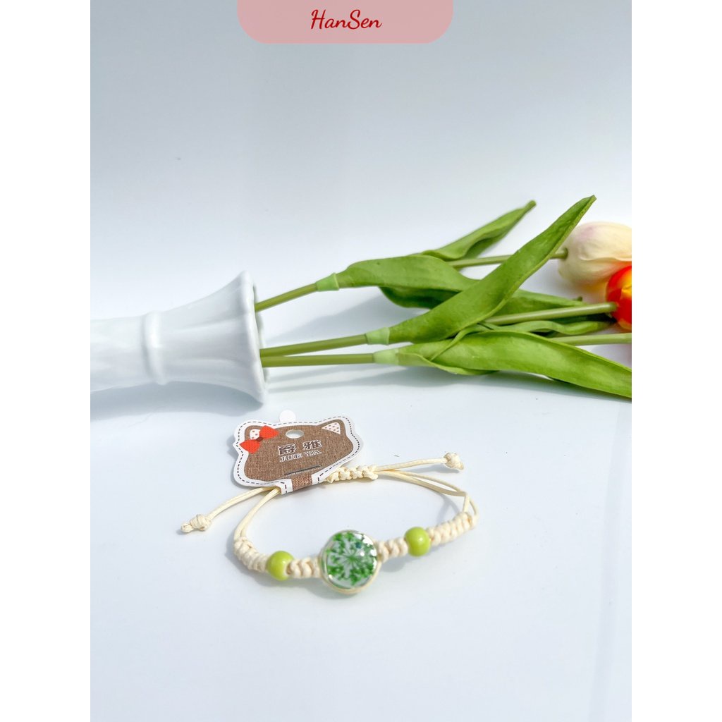Vòng đeo tay Dây Rút Hoa Khô Vĩnh Cửu cho nam nữ, đẹp, độc lạ của HanSen Accessory