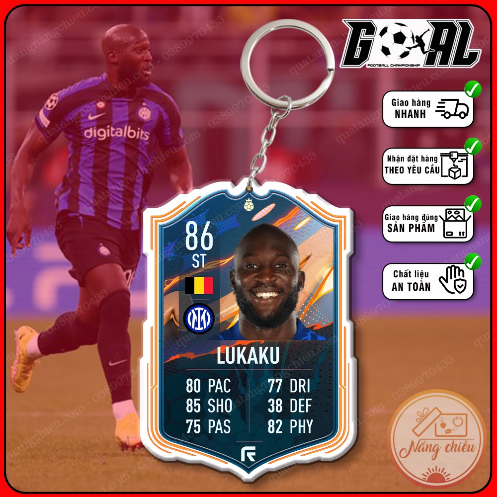 Thẻ icon bóng đá gaming - Móc khóa in hình Romelu Lukaku -CLB Inter Milan[9737-9748]