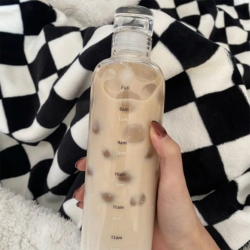 Bình Nước Thủy Tinh Trong Suốt Dung Tích 500ML Chống Rơi Tiện Dụng