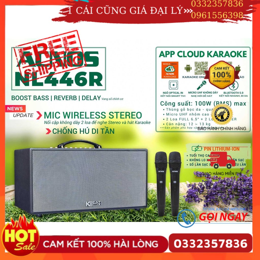 Loa karaoke Acnos NL446R - Chống hú di tần.- Mới Full Box