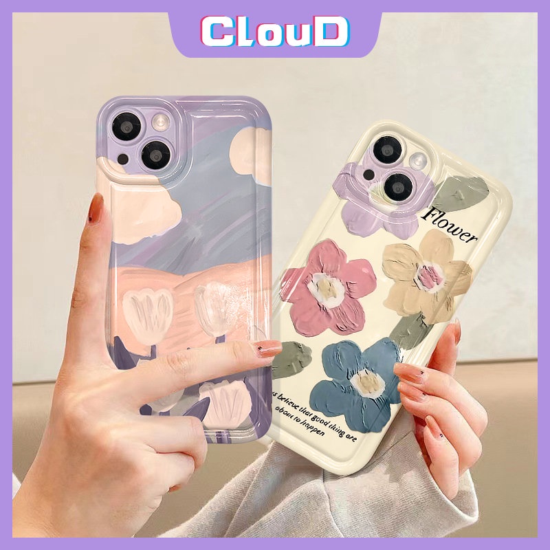Ốp Điện Thoại TPU Mềm Chống Sốc Họa Tiết Hoa Tulip Cho iPhone 6 7 Plus 11 13 14 12 Pro Max X XR XS Max 6s 8 Plus SE 2020