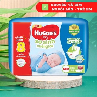 (MẪU MỚI) MIẾNG LÓT SƠ SINH HUGGIES NB1 TRÀM TRÀ TỰ NHIÊN 108 MIẾNG
