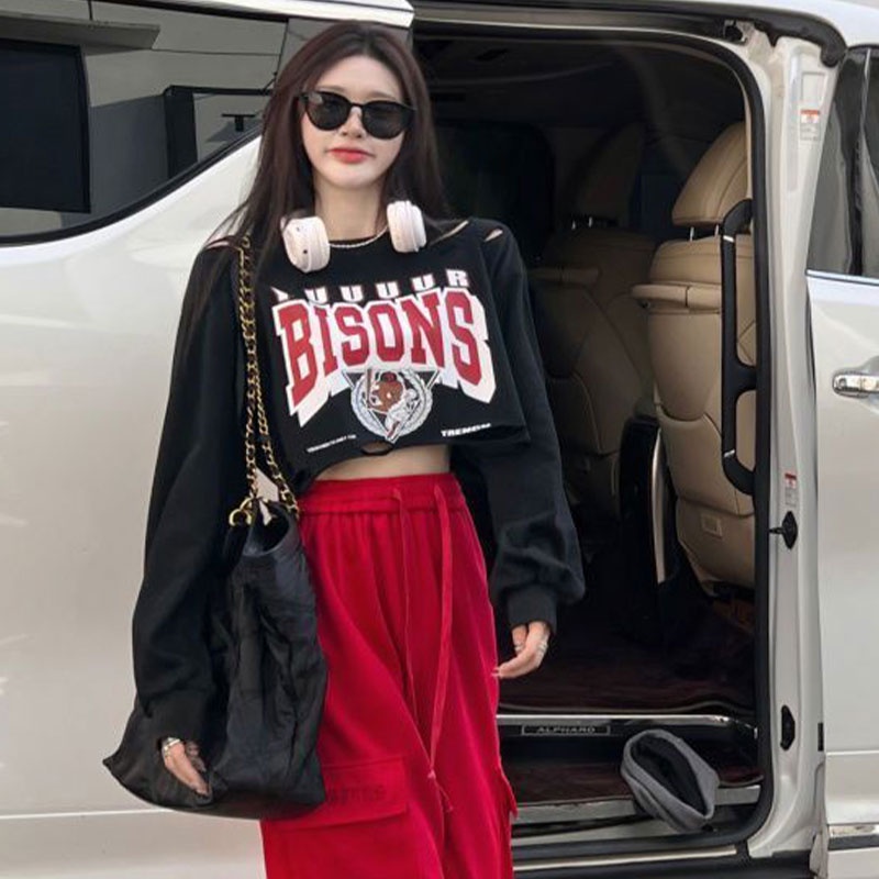 Áo Thun Tay Dài In Họa Tiết Thời Trang Hàn Quốc Cho Nữ