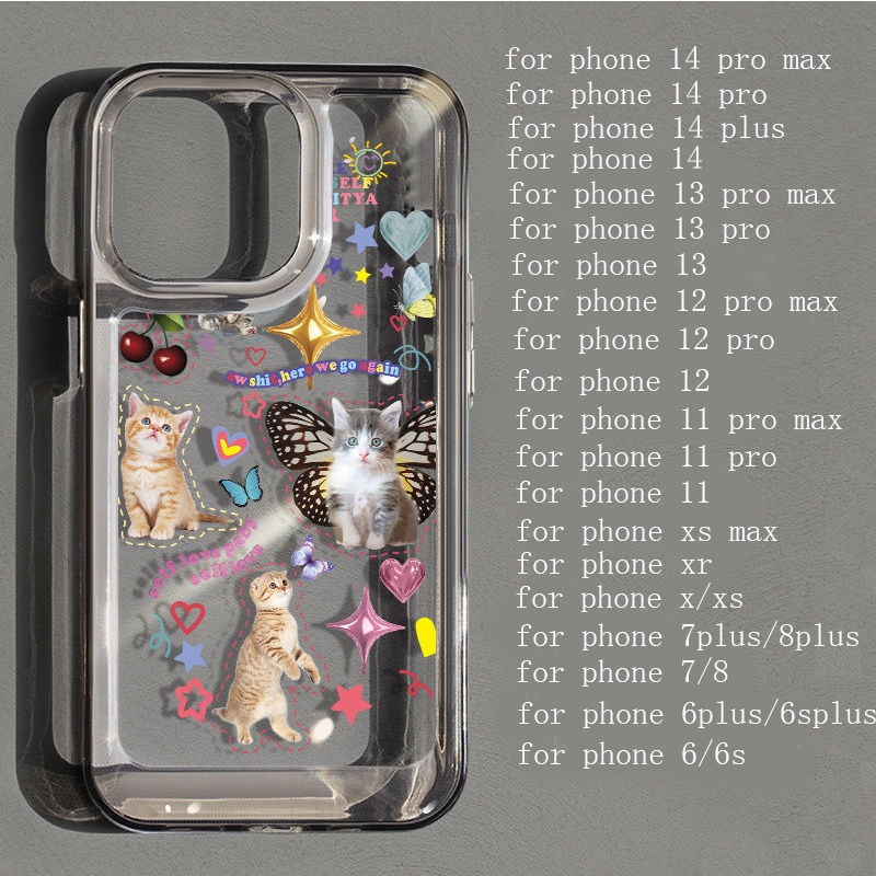 Ốp Điện Thoại Silicon TPU Mềm Trong Suốt In Hình Mèo Dễ Thương Cho IPhone 14 13 12 11 Pro Max XS XR X 8 7 6S Plus SE 2020