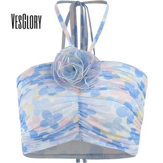VesGlory Nữ Tank Top Thời Trang Nhiều Màu Hoa Trang Trí Lưng Slim Fit Dây Camisole