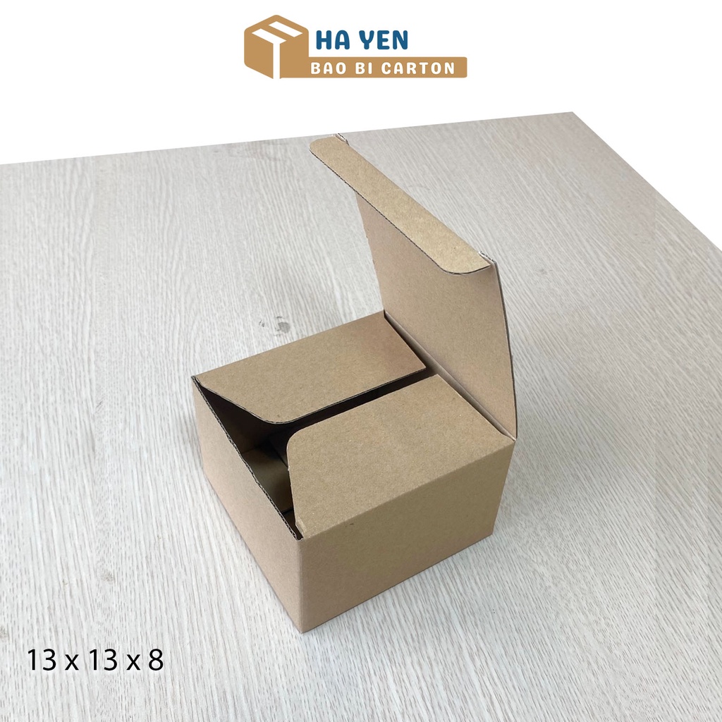 13x13x8cm - Hộp carton đóng hàng nắp gài đáy khoá 13 x 13 x  8 cm