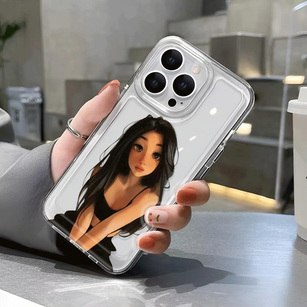 Ốp Điện Thoại Trong Suốt In Hình Cô Gái Không Gian Cho iphone 14promax 13 12 11 7Plus 7 8 X XR XSMax