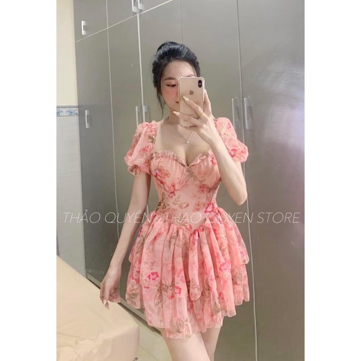 (HCM) Đầm voan hoa thiết kế siêu xong cho nàng ( có mút lót quần) họa tiết hoa , sang trọng , tinh tế . thời trang tiểu