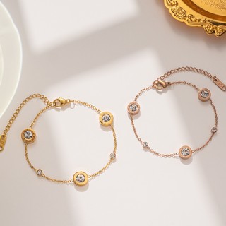 Vòng tay thép titan đính đá zircon thời trang cho nữ
