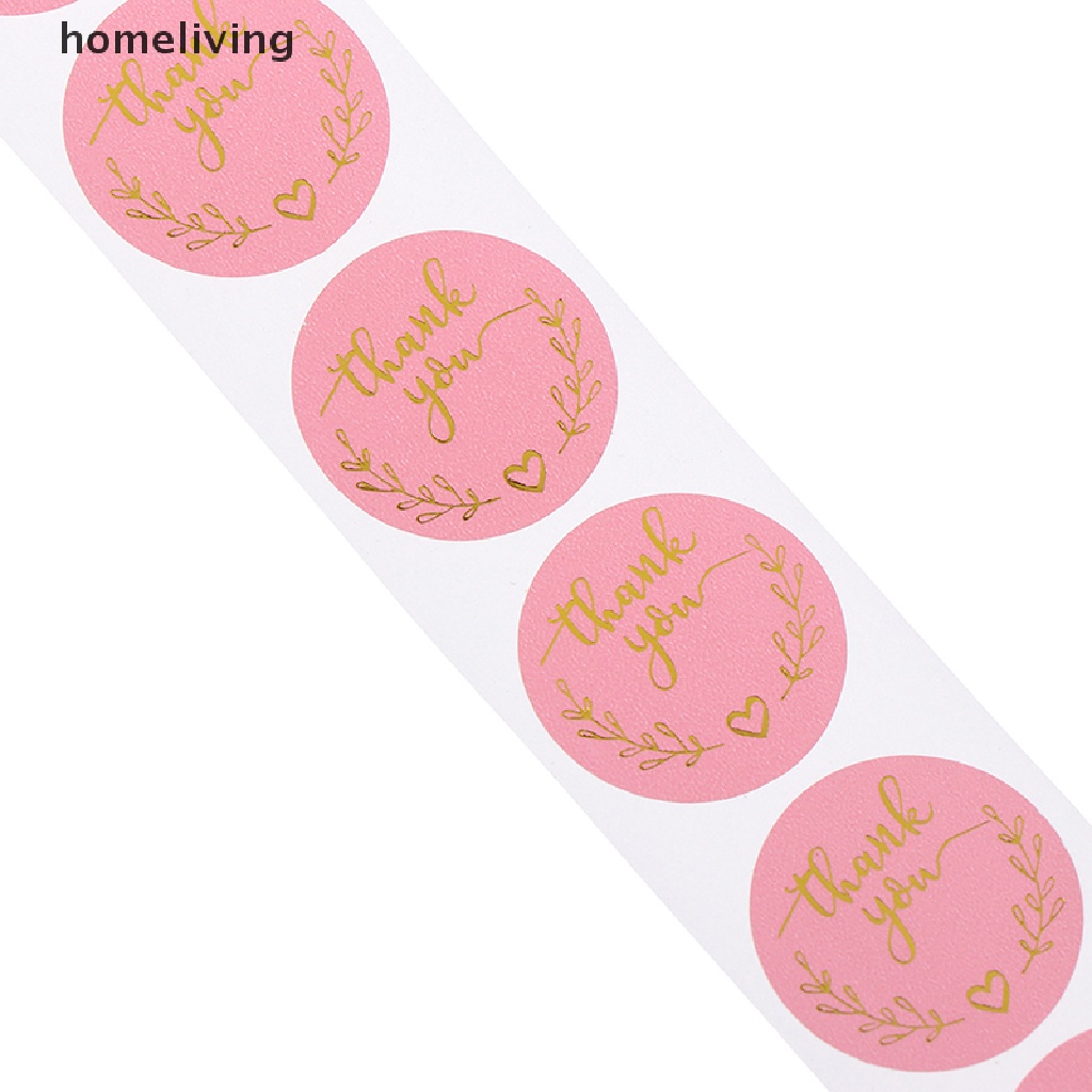 Bộ 500 Miếng Dán 1 inch Màu Hồng In Chữ Thank You Xinh Xắn