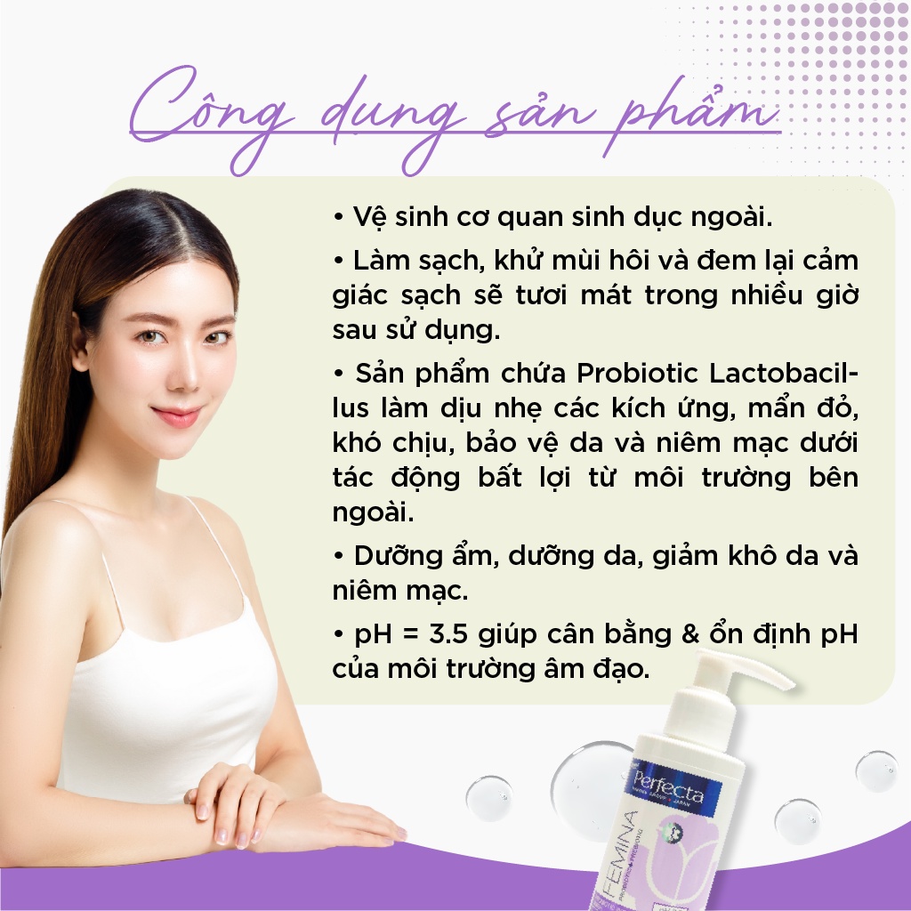Dung dịch vệ sinh phụ nữ Perfecta Pharmacy Femina Balance Probiotic Intimate Hygiene Wash 150ml
