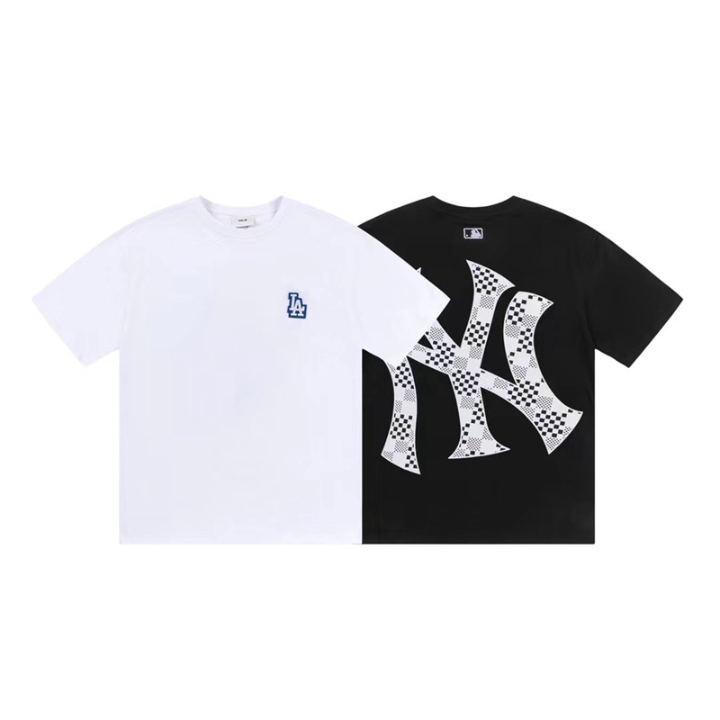 Áo Thun Cotton Tay Ngắn In Hình Nhãn Hiệu MLB Cổ Điển Thời Trang Cho Cặp Đôi