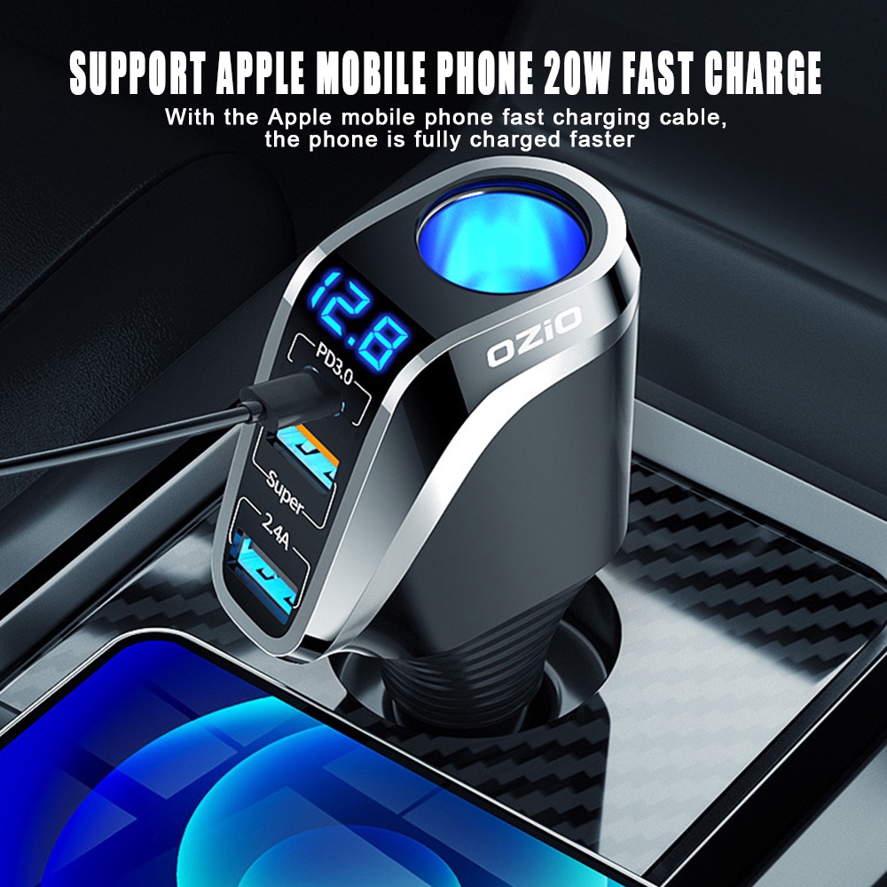 Tẩu Sạc Nhanh QC3.0 / PD Cổng USB 66W DC 12V / 24V Cho Xe Hơi