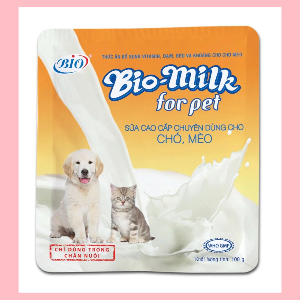 SỮA CHO THÚ CƯNG CHÓ MÈO BIO MILK GÓI 100G Bổ sung chất -MyPet Shop