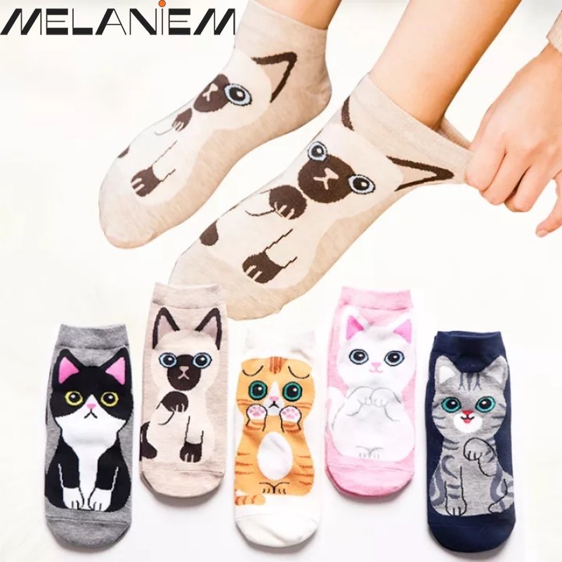 1 Đôi Vớ Ống Trung Thoáng Khí Thoải Mái In Họa Tiết Động Vật Hoạt Hình Dễ Thương Cho Nam Và Nữ