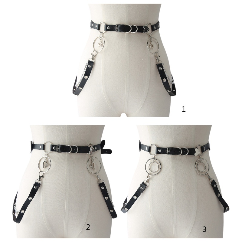 Thắt Lưng Da PU Phối Xích 2 Lớp Bằng Hợp Kim Thời Trang Cho Nữ