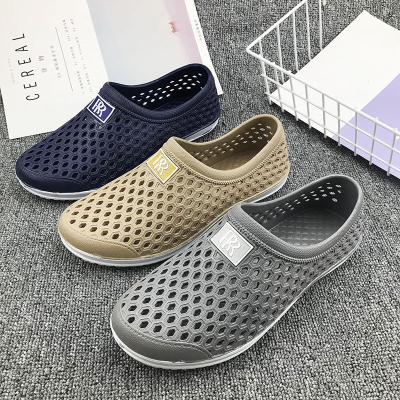 Giày Bốt Đi Mưa Bằng pvc Đục Lỗ Thoáng Khí Thời Trang Mùa Hè Cho Nam