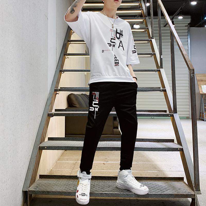 Bộ Quần Áo Thun Nam Ngắn Tay In Chữ Và Họa Tiết Trẻ Trung sozo SET NAM 9000046