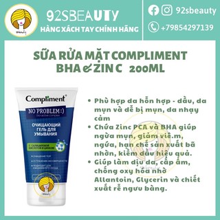 Sữa rửa mặt Compliment No Problem dạng gel ngừa mụn