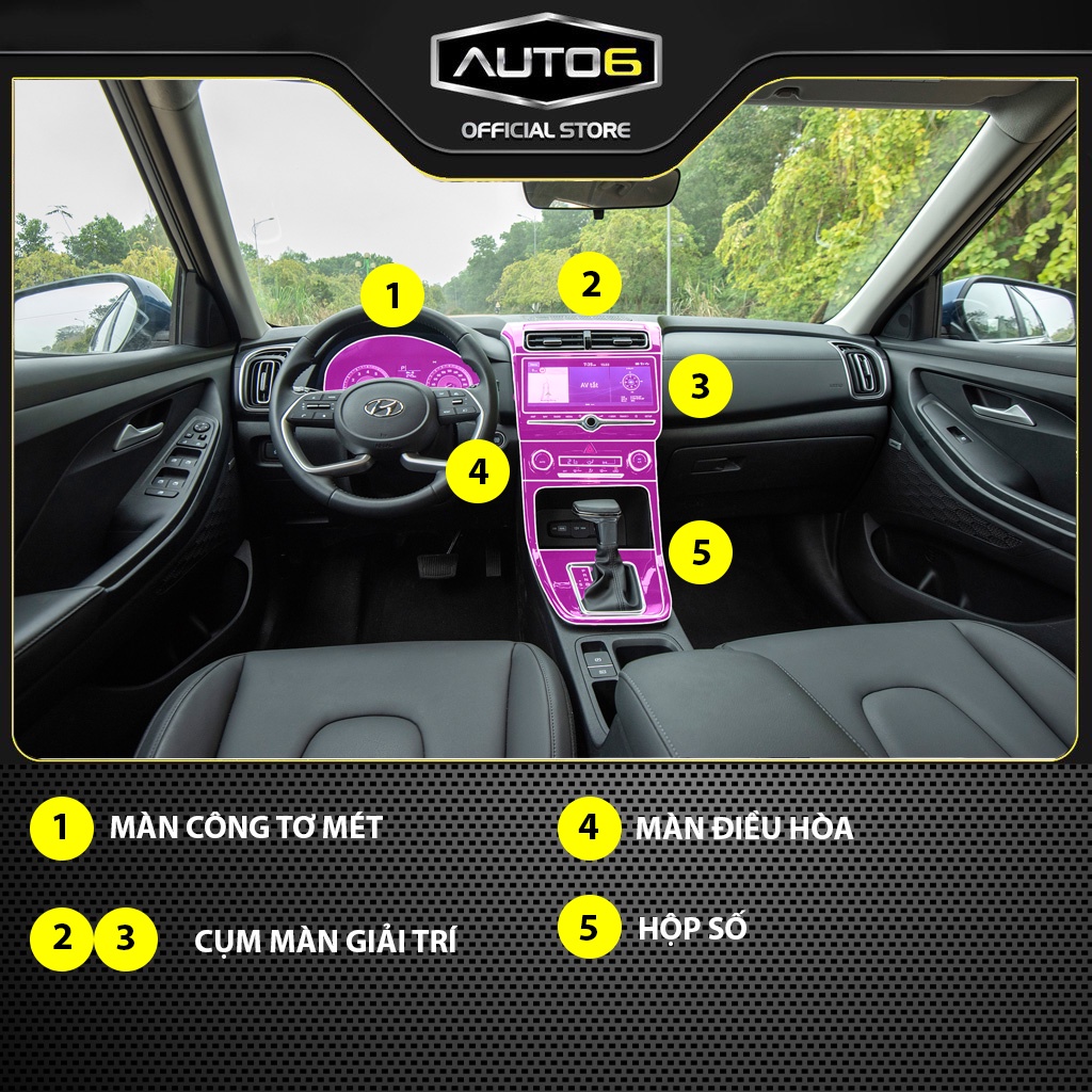 CRETA 2022-2023 - Film PPF dán chống xước nội thất ô tô - AUTO6 &lt;Cam kết chống xước và che mờ các vết xước cũ hiệu quả&gt;