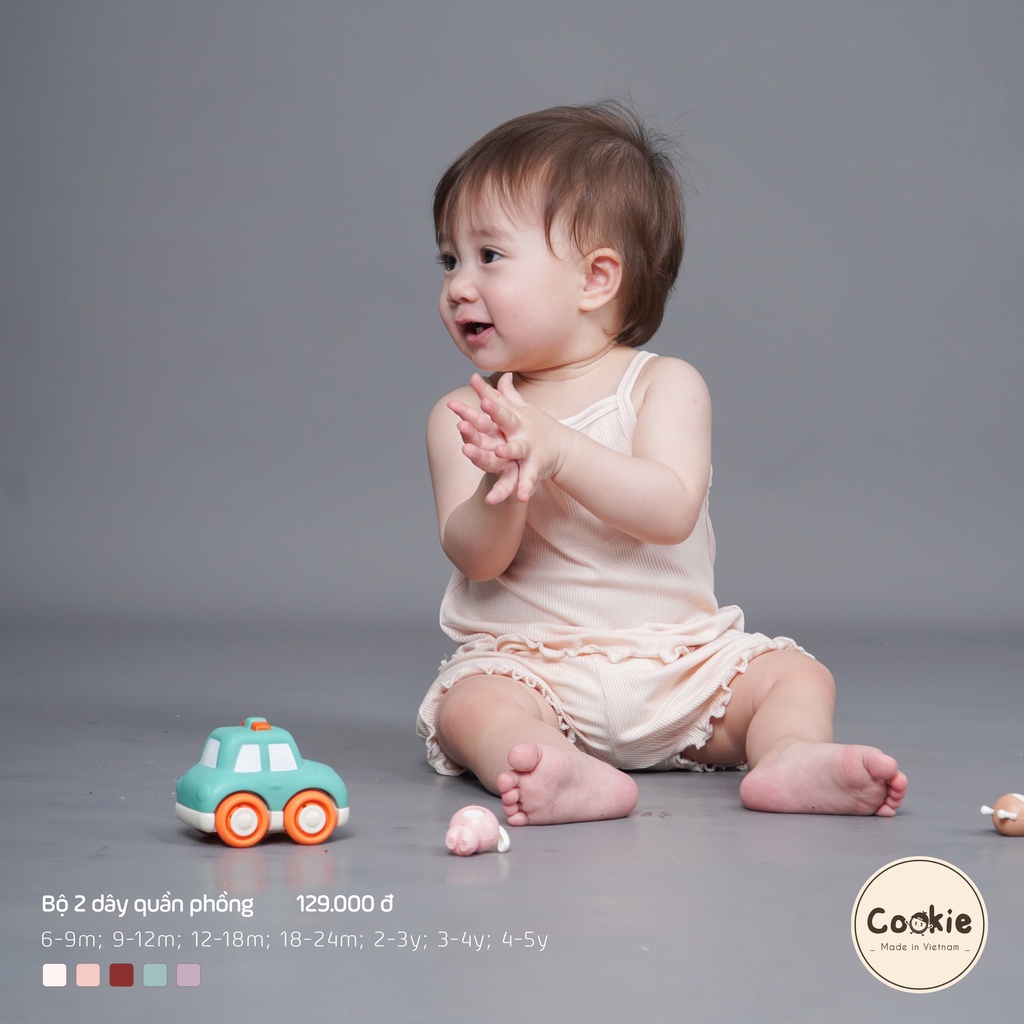 Bộ 2 dây cuốn bèo quần phồng mềm mại Cookie cho bé