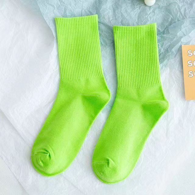 Vớ Cotton Cao Su Màu Kẹo Trơn Thời Trang Xuân Thu Cho Nam Nữ