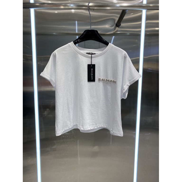 Balmain 23 fashion brand new fashion logo beaded letter simple casual shoulder sleeve short-sleeved T-shirt