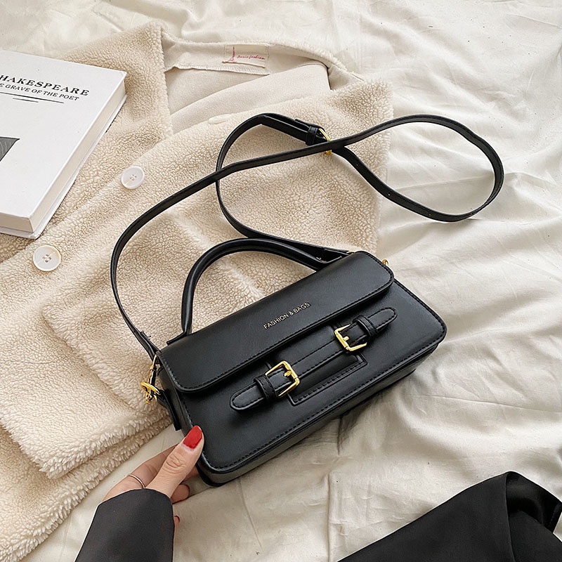 Túi Đeo Chéo Hình Vuông Nhỏ Đơn Giản Có Khóa Kéo Phong Cách harajuku Cổ Điển Cho Nữ